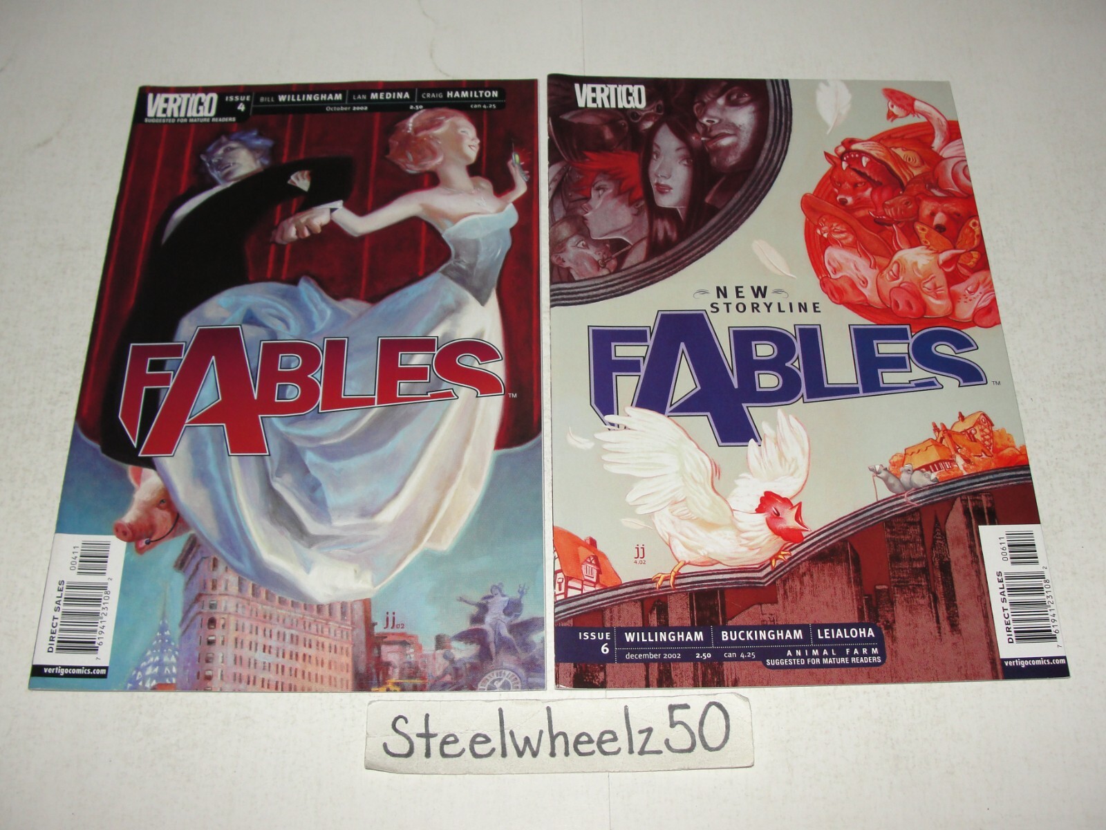 Fables #4 & 6 Comic Lot DC Vertigo 2002 Bigby Wolf Bill Willingham Lan ...