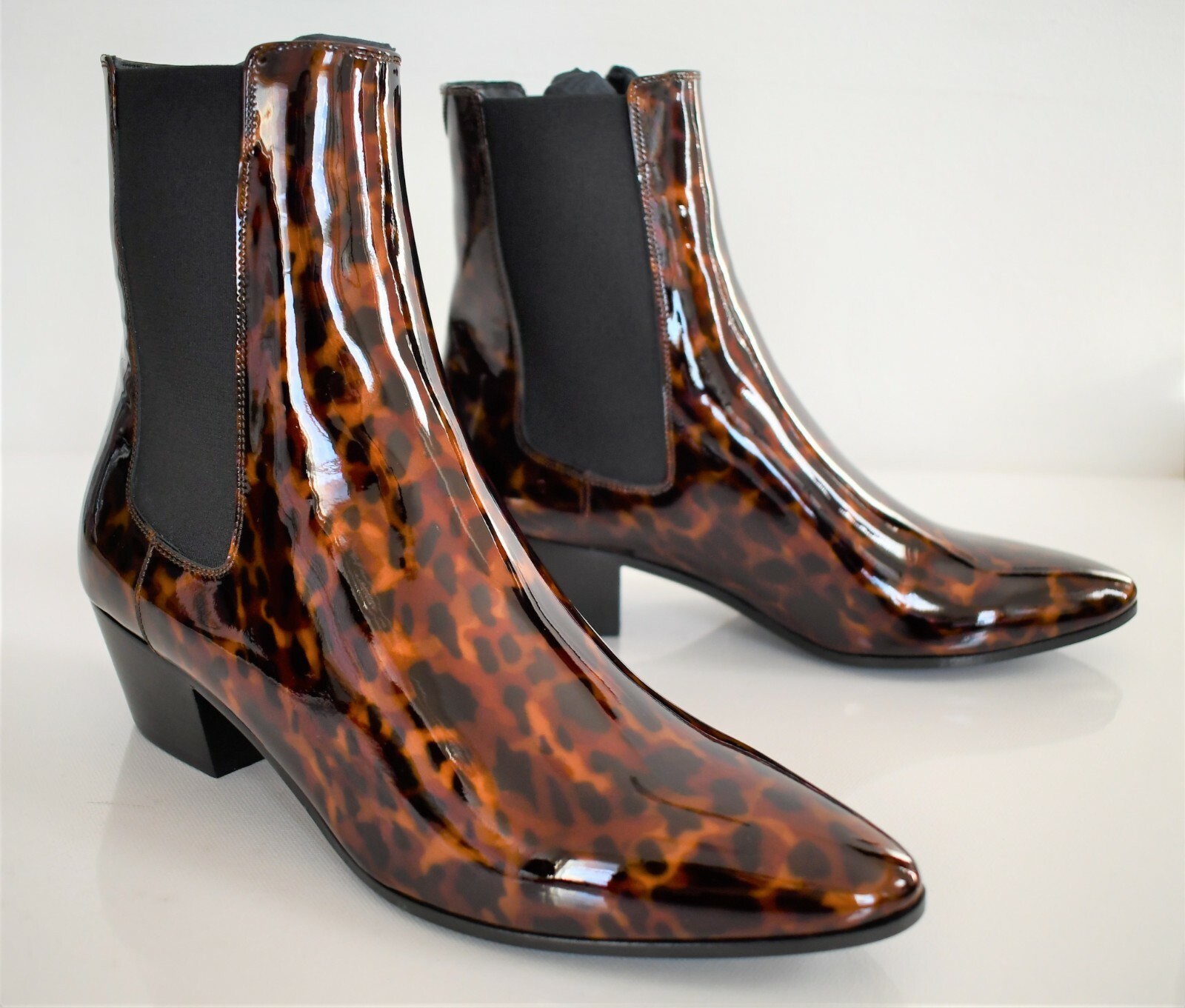 ️ STIVALI CHELSEA WESTERN SAINT LAURENT WEST 45 IN PELLE VERNICIATA EUR 37 5 US 7 5