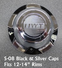 New Hi-Spec Series 08 Plastic Center Cap for 12-14" Trailer Wheel Rim Black Silv