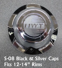 New Hi-Spec Series 08 Plastic Center Cap for 12-14" Trailer Wheel Rim Black Silv