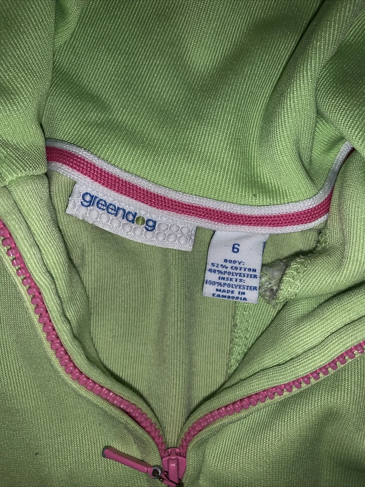 Jaqueta básica GREENDOG Crew Cuts verde limão e rosa quente meninas tamanho 6 ❤️tb11j14 - Imagem 3 de 4