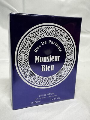 New Sealed Men's Monsieur Bleu Rue De Perfume Natural Spray 100ml/3.4fl.oz.