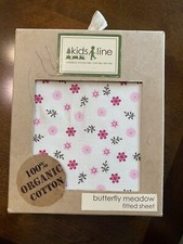 NEW-KIDS LINE Kidsline BUTTERFLY MEADOW 100 Organic Cotton Fitted Sheet CRIB