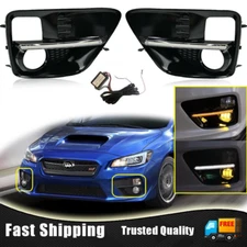Fits 2015 2016 2017 Subaru WRX STI LED DRL Bumper Driving Fog Lights Lamps Bezel