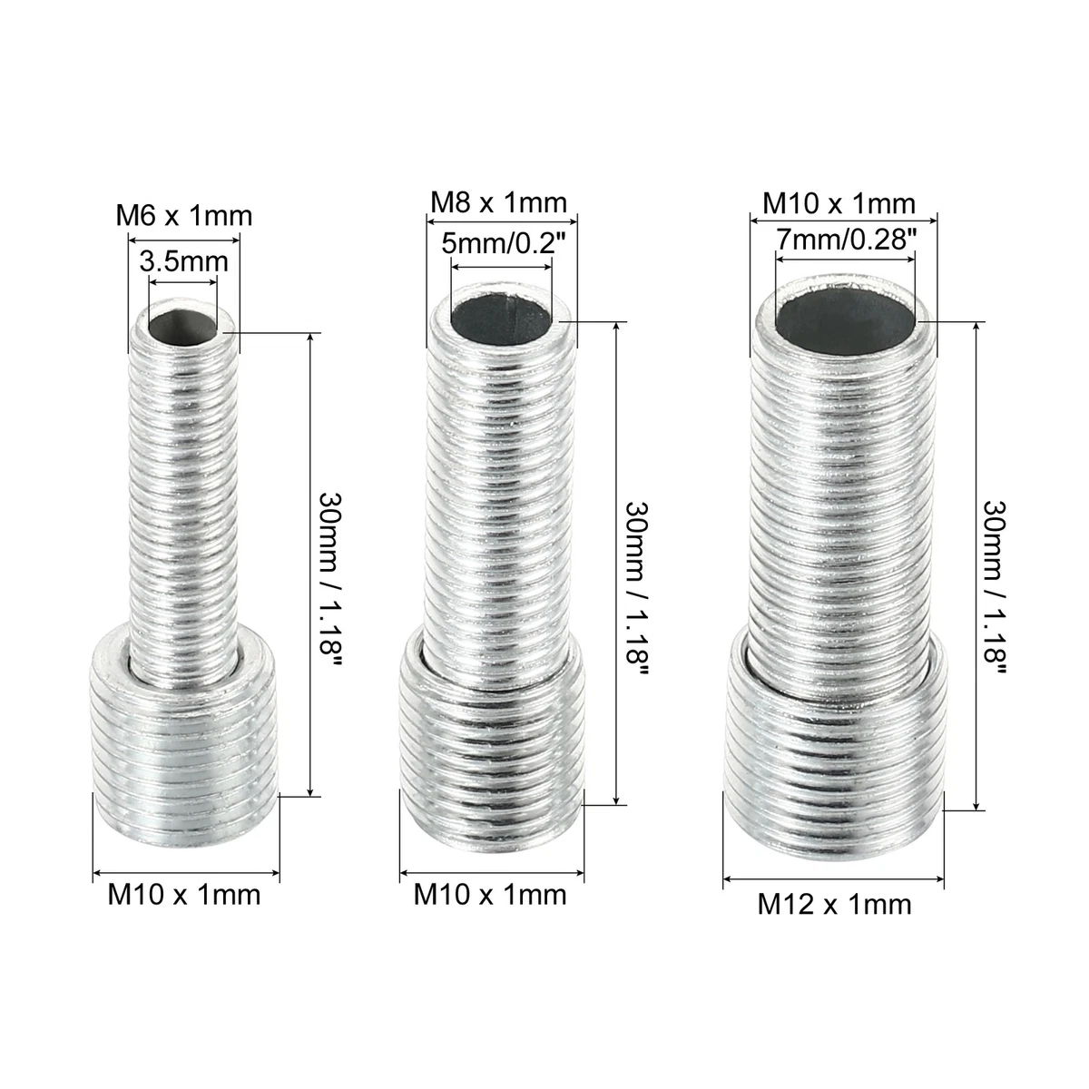 M10 bis M6/M8/M10 Reduzierschraube 6Pack 30mm Lang Außengewinde 
