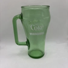Whataburger Coke Cowboy Bottle Green Glass Mug Cup Coke