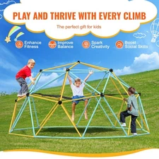 750LBS Kids Jungle Gym with Swing & Hammock, 10FT Dome Climber for Ages 3-10
