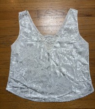 Vintage Y2K Deena Lingerie Camisole Tank Top Coquette White Satin Jacquard XL