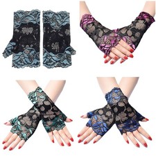 Flower Lace Gloves Elegant Short Summer Wrist Length Fingerless Floral Mittens
