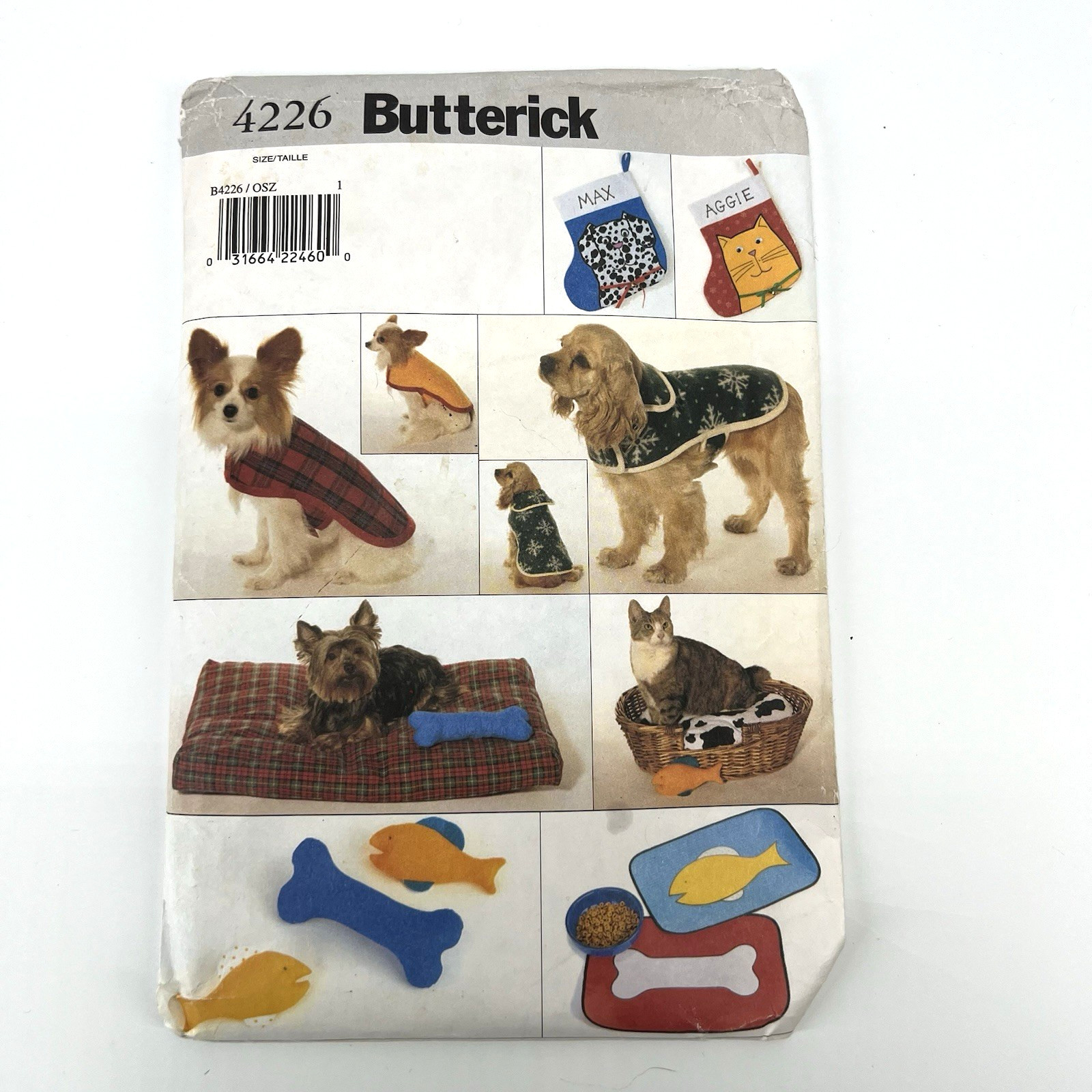 Butterick 4226 Modello Accessori Animali Domestici Gatto Cane Cappotti Tovagliette Letti Giocattoli Taglio
