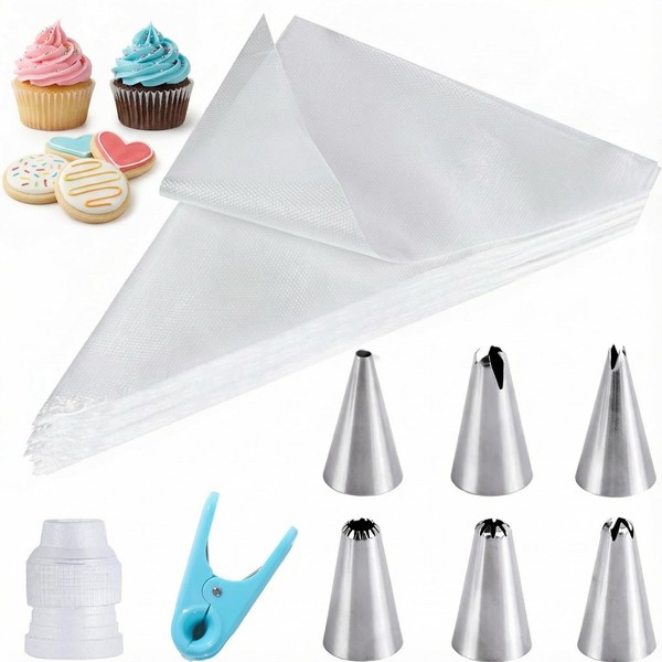 Spritzbeutel Set BackzubehöR Tortendeko Cupcakes Edelstahl TüLlen 100 StÜCk-image