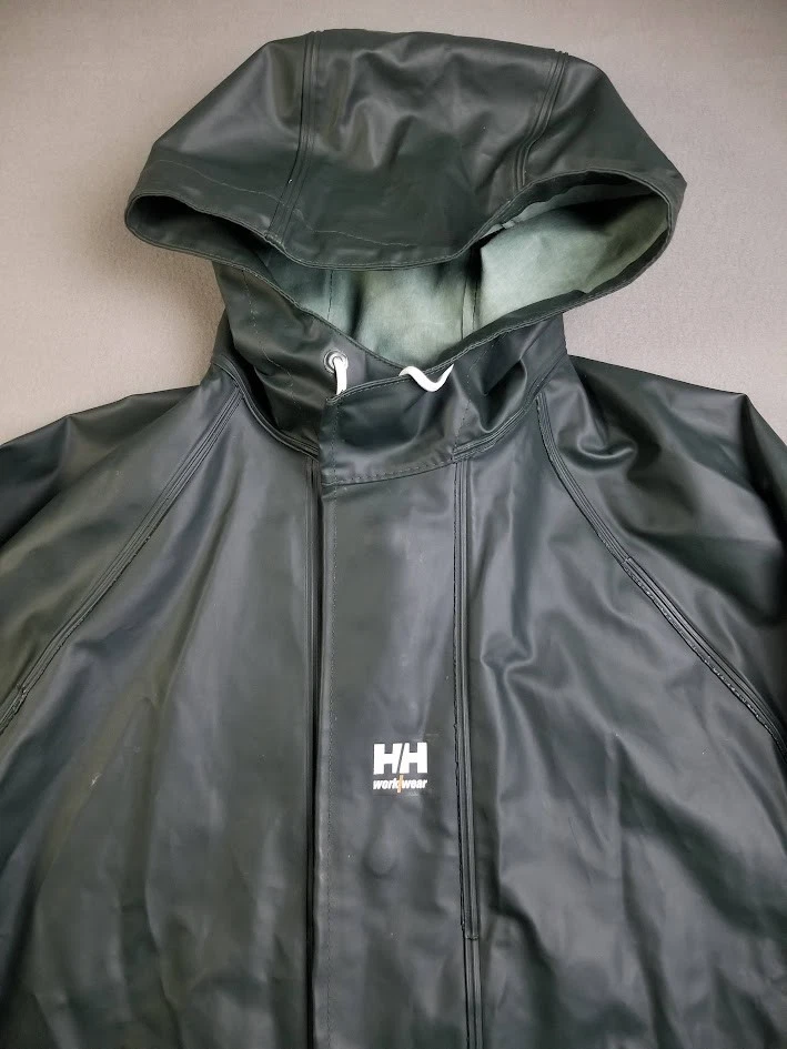 Helly Hansen Workwear Jacket Mens L Green PVC Rain Fishing Sailing Work VTG HH - Image 2 of 4