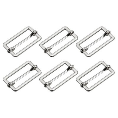 Slides buckles, 6pcs 25x13.5x2mm rectangle regulator, silver tone