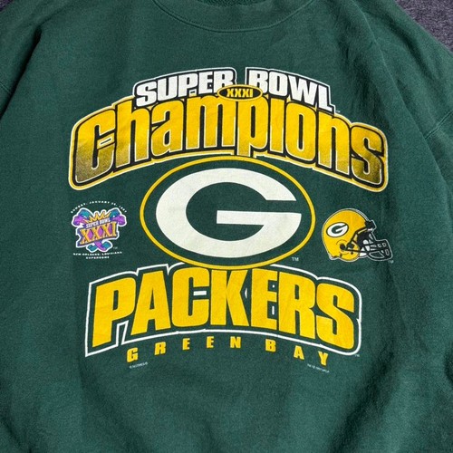 Vintage 1997 Green Bay Packers Super Bowl XXXI Champions Green Crewneck Size XL - Picture 2 of 7