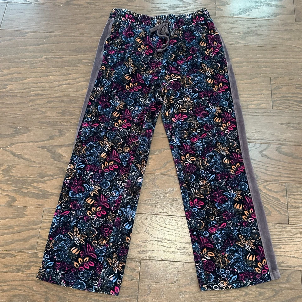 Pantalón deportivo Daily Practice by Anthropologie floral azul terciopelo talla pequeña Foto 2 de 4