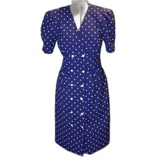 Vintage 80s Polka Dot Rockabilly Career Dress 6P