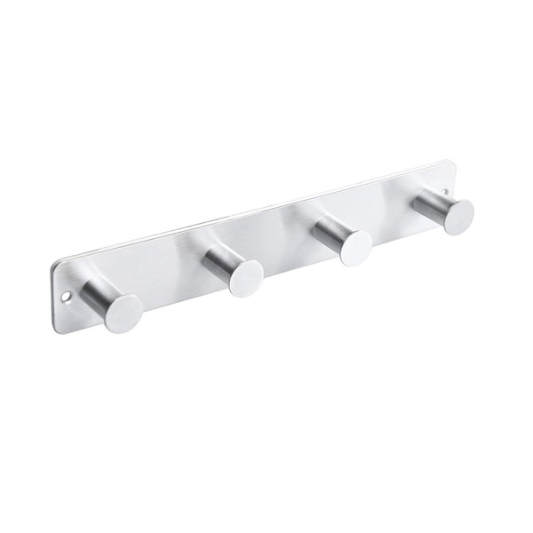 Kleiderhaken Wand Edelstahl Selbstklebend Schrauben Garderobenleiste 4 Haken-image