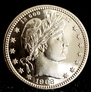 1908 Barber Quarter White Gem Proof In Grade Beautiful Mirrors Cameo Obv and Rev