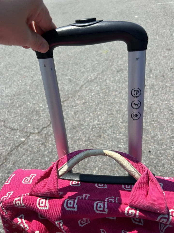 Rare Vintage PINK Victoria's Secret Jumbo Canvas Rolling Duffle Bag Wheelie Y2K - Image 4 of 4