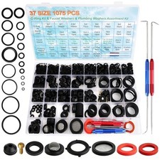 1075PCS Faucet Washer Assortment Kit w/ Flat  Beveled Rubber Washer for Outdoor