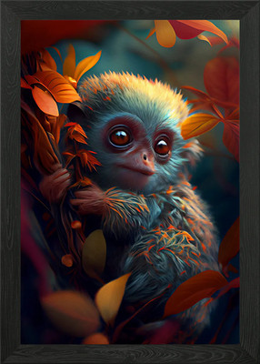 Affe - Niedliche Tiere Gerahmtes Wandbild Poster Leinwanddruck Bild