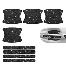 8PCS Bling Car Door Handle Protectors, Shiny Auto Doors Bowl Protective Black