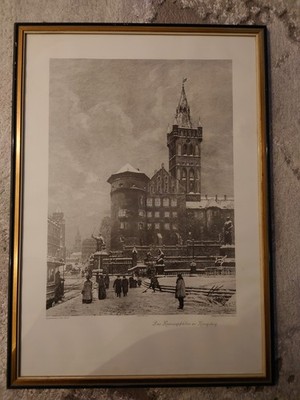 Original-Radierung Hugo Ulbrich (1908) - Königsberg Krönungsschloss - Antik