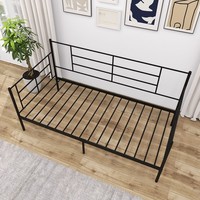 Single Platform Bed w/ Metal Slat Support for Living Room No Box Spring Needed