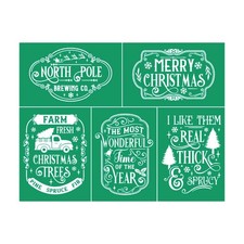 Merry Christmas Self-Adhesive Silk Screen Stencils,North North Pole stencils