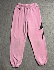 Aviator Nation Kids Pink Sweatpants Size 8 Lightning Bolt Made in USA