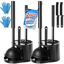 2Pack 3 in 1 Toilet Brush and Plunger Set,Toilet Bowl Brush Plunger Set,Toile...