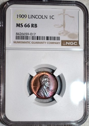 NGC MS-66 RB 1909-P Lincoln Cent, Gorgeously Toned, Red-Brown, Superb Gem!