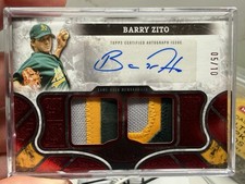 2025 TOPPS TIER ONE BARRY ZITO RED FOIL 5/10 DUAL GAME USED PATCH AUTO A'S