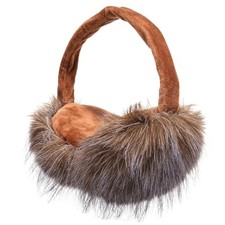 Women's Faux Fur Earmuffs, Adjustable Foldable Winter Ear Warmers with Brown