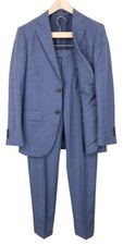 SUITSUPPLY Napoli Men Suit UK34R Pure Wool Super 110's Blue Lined 2 Piece