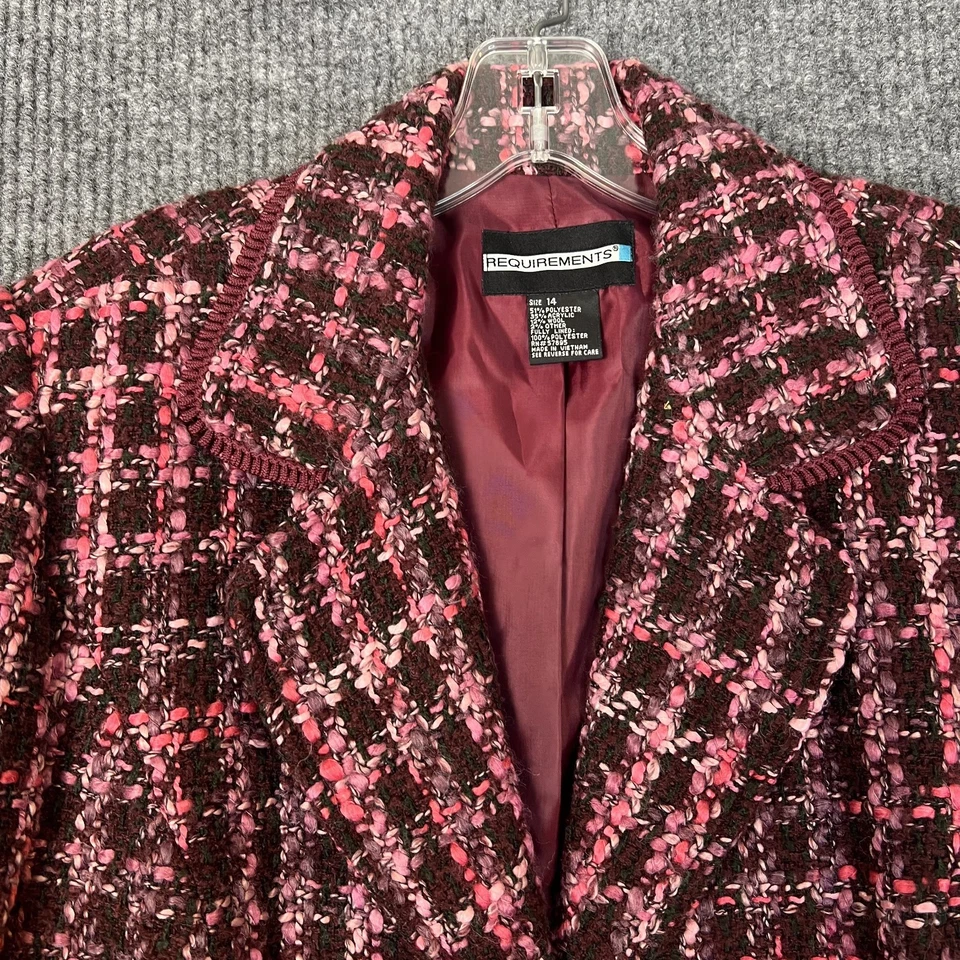 Requirements Womens Tweed Blazer Jacket Size 14 Linend Button Up Preppy Office - Image 3 of 4