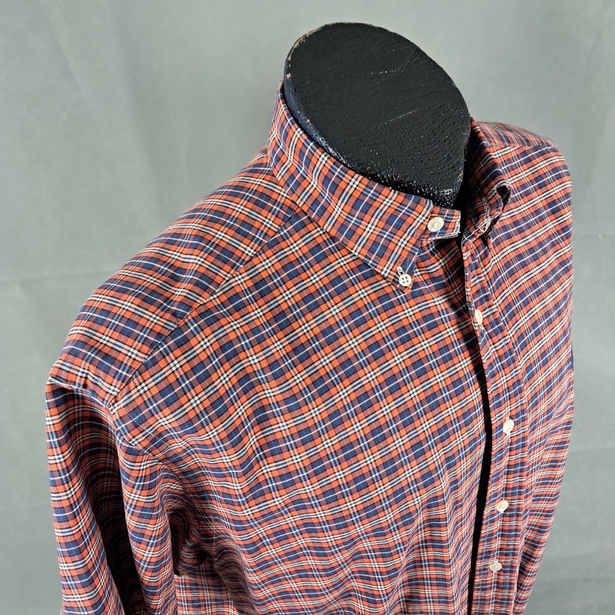 Vtg Ralph Lauren Blake Shirt Large Men SS Oxford Button Down Plaid 