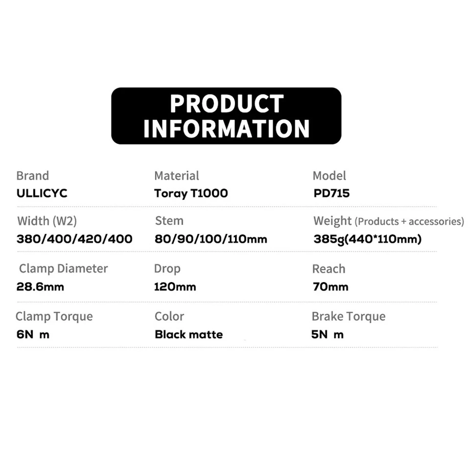 Road Bike Handlebar Gravel Carbon Internal Wiring Integrated 28.6mm with Spacers - Image 4 of 4