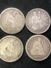 SEATED LIBERTY QUARTER LOT G QUAD X4 VF/XF FULL LIBERTY SEE PICS*PHILADELPHIA!