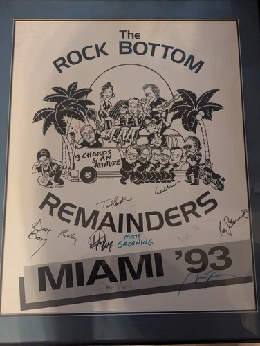Framed "The Rock Bottom Remainders" Miami 93 signed Poster, signed