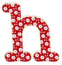 handmade letter h fabric applique iron on red not embroidered 3 inch