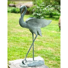 Elegant Peaceful Calm Face Unique And Custom Standing Crane Planter Holder