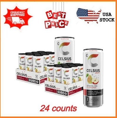 CELSIUS Sparkling Fuji Apple Pear Functional Essential Energy Drink 12 fl oz Can