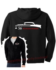 1956 56 CHEVY Hardtop Zip-Up Jacket HOODIE Bel Air 150 210 Classic Car t shirt