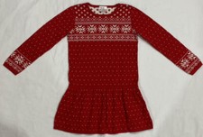 Hanna Andersson Red/White Snowflake Fair Isle Sweater Dress Size 6-7