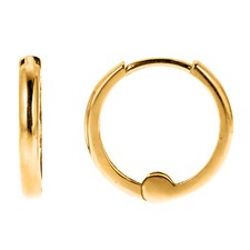 Genuine 14k Yellow Gold Extra Small 1.5mm Thin Hinged Hoop Earrings-8mm Diameter