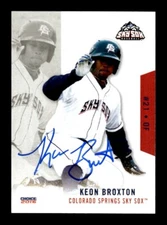 KEON BROXTON SIGNED 2016 CHOICE COLORADO SPRINGS SKY SOX #03 ON-CARD AUTO