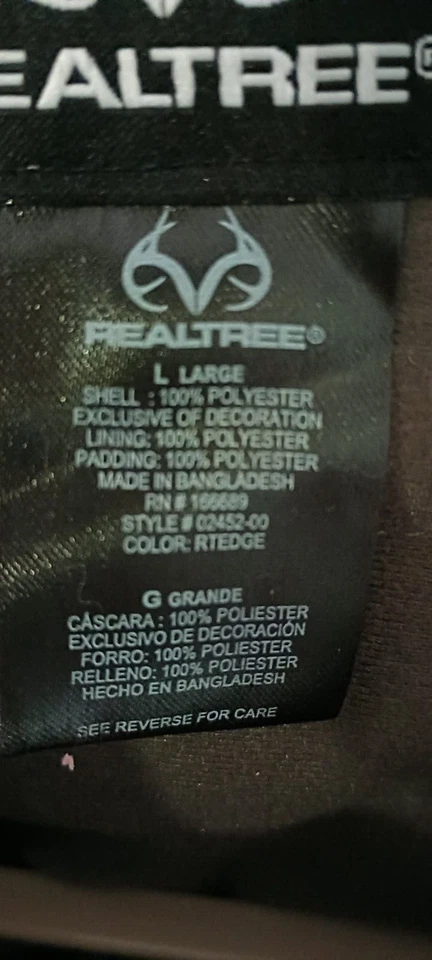 Realtree Edge Men's Camo Hunting Jacket With Hood "NEW" Size L - Image 4 of 4