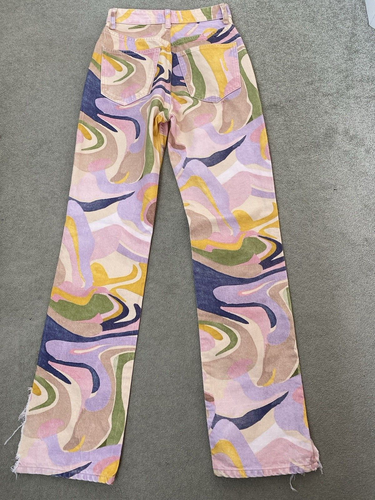 Zara Size 32 EUR Mid Rise Straight Leg Marble Jeans Multicolor VGC! - Picture 12 of 22