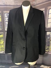 Chicos 2 L Black Blazer Polka Dot Lining Professional Career Lined